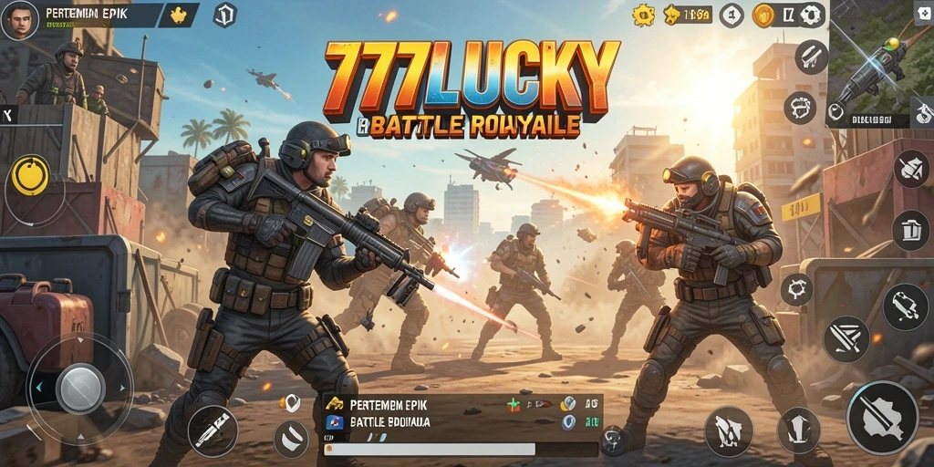 Tampilan gameplay seru di 777LUCKY dengan aksi intens Battle Royale.
