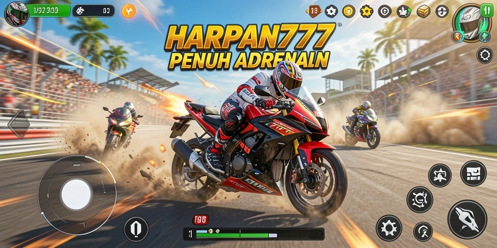 Screenshot gameplay yang menampilkan balapan motor yang mendebarkan dan penuh aksi.