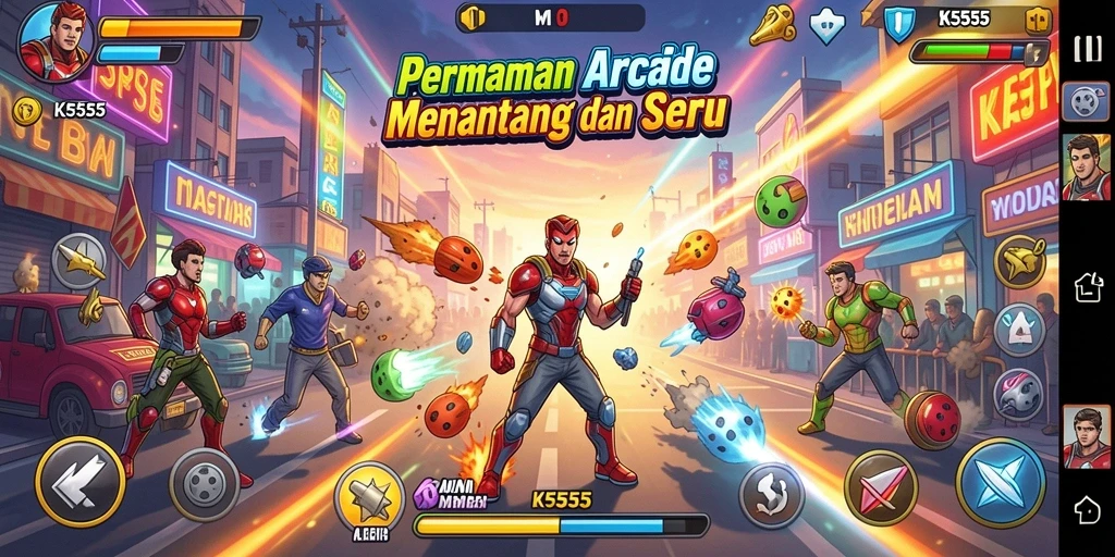 Tangkapan layar gameplay K5555 yang menampilkan aksi seru dalam permainan Arcade.