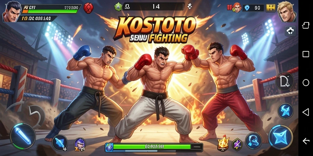 Tampilan gameplay KOSTOTO yang menarik dan seru saat pertarungan.