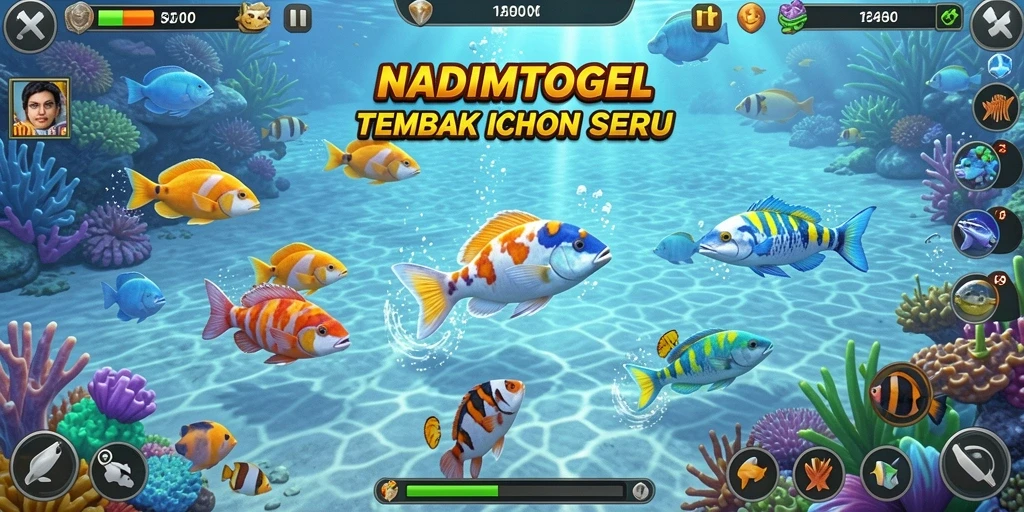 Screenshot gameplay NADIMTOGEL dengan aksi menembak ikan yang mengasyikkan.