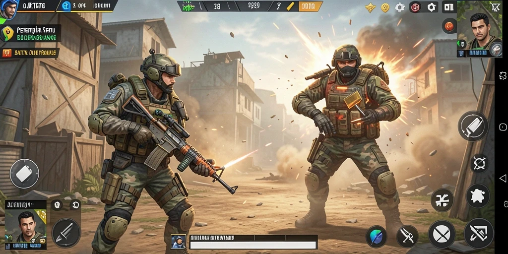 Tampilan gameplay intens saat bertarung di OJKTOTO Battle Royale.