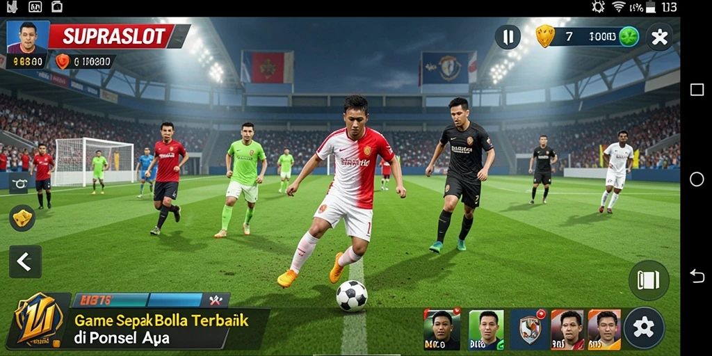 Tangkapan layar gameplay SUPRASLOT yang menarik dalam aksi sepak bola.