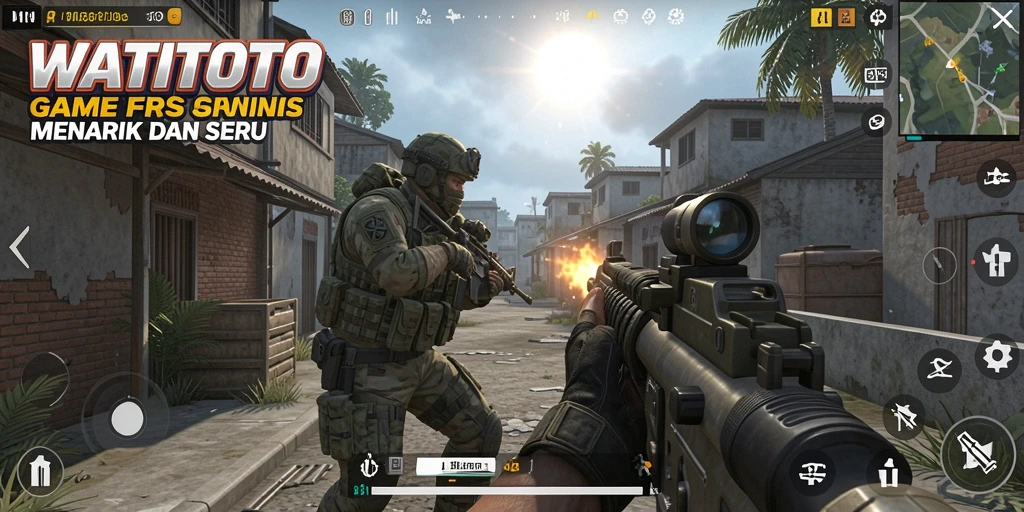 Tangkapan layar menunjukkan aksi seru dalam gameplay FPS WATITOTO.